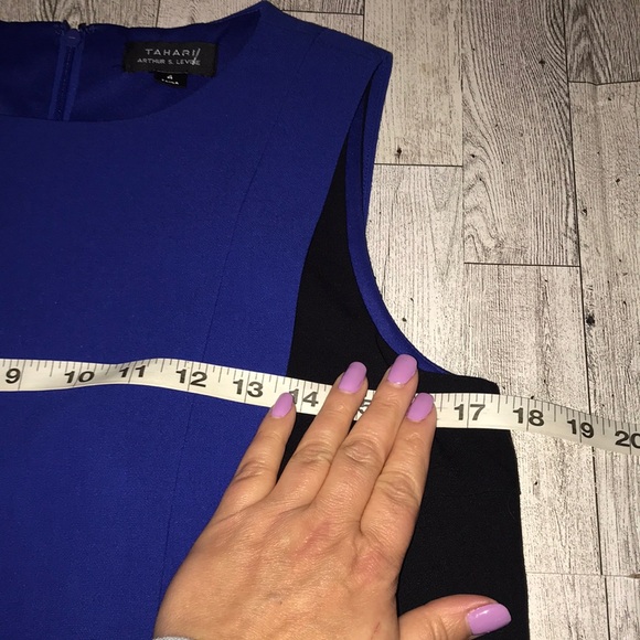 Tahari ASL Blue & Black Sheath Midi Dress Size 4 - Picture 8 of 10